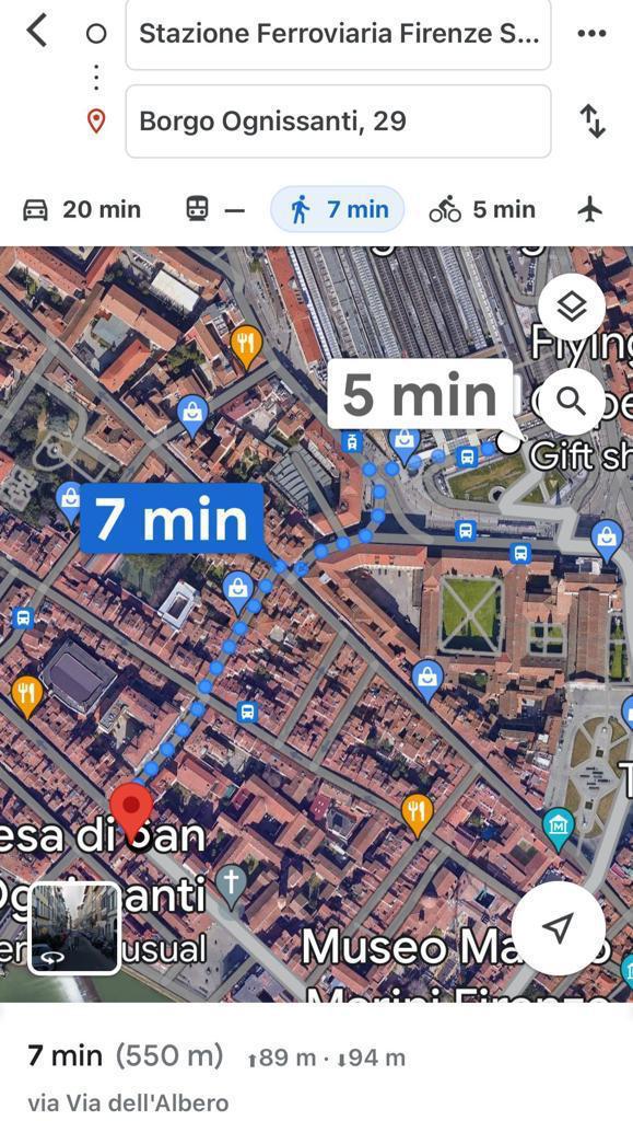 Walking route from Firenze S.M.N. station